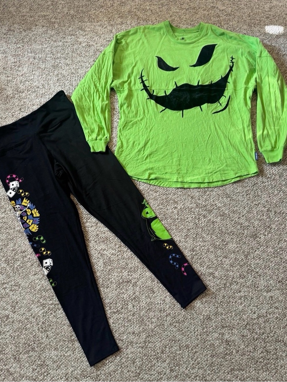 Disney Oogie Boogie Jersey Shirt Nightmare Before Christmas Leggings Med Large